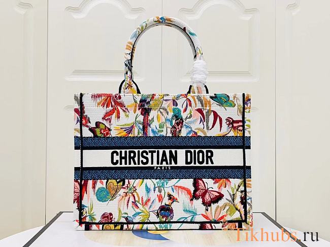 Dior Medium Book Tote White Multicolor Fantastica 36x27x16cm - 1