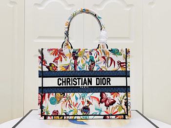 Dior Medium Book Tote White Multicolor Fantastica 36x27x16cm