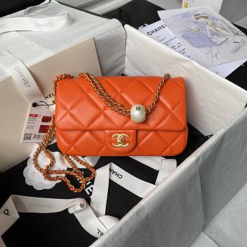 Chanel Flap Bag Orange Gold 20.5x6.5x13cm