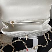 Chanel Camellia Embossed With Top Handle Bag White 18cm - 3