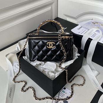 Chanel 24P Vanity Case Black Lambskin 17cm