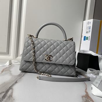 Chanel Coco Top Handle Grey Gold Bag 28cm