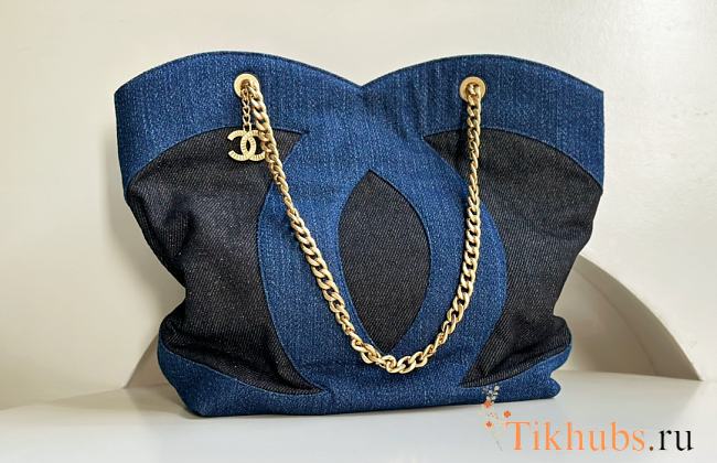 Chanel Shopping Tote Hobo Denim Bag 38×32.5x10cm - 1