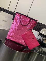 Chanel Shopping Bag Sequins Black Dark Pink 39x20x2cm - 3