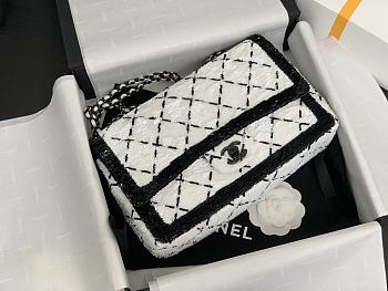 Chanel Medium 24P Flap Bag Sequin White Bag 25cm