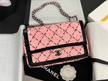 Chanel Medium 24P Flap Bag Sequin Pink Bag 25cm