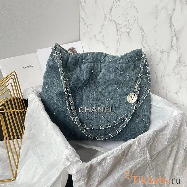 Chanel 22 Handbag Denim 35x37x8cm - 1