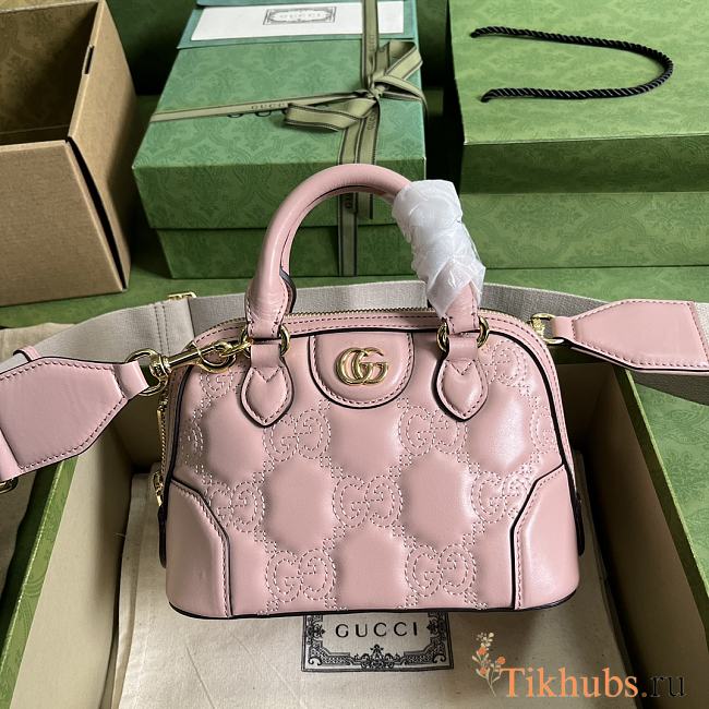 Gucci GG Matelassé Handbag Pink 19x13x10cm - 1