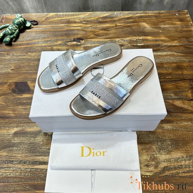 Dior Dway Slide Silver Calfskin - 1