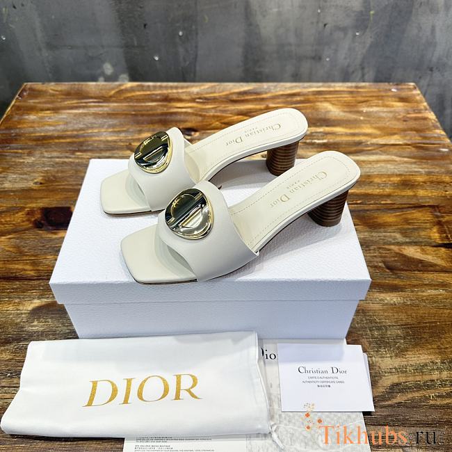 Dior Forever Heeled Slide White Calfskin 5cm - 1