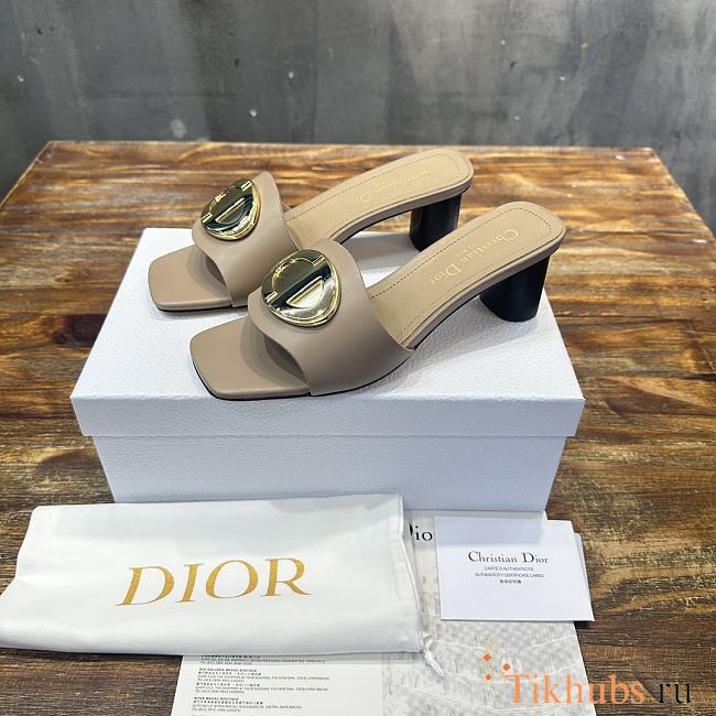 Dior Forever Heeled Slide Beige Calfskin 5cm - 1