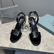 Prada Leather Sandal In Black Heel 8.5cm - 3