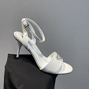 Prada Leather Sandal In White Heel 8.5cm - 4