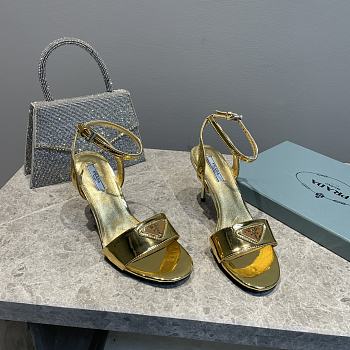 Prada Leather Sandal In Gold Heel 8.5cm