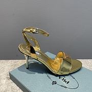 Prada Leather Sandal In Gold Heel 8.5cm - 4