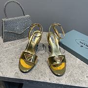 Prada Leather Sandal In Gold Heel 8.5cm - 2