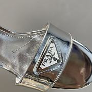 Prada Leather Sandal In Silver Heel 8.5cm - 5
