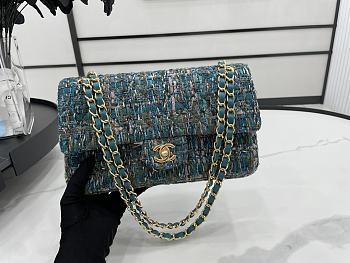 Chanel Flap Bag Tweed Blue 25cm