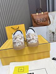 Fendi Flair Beige Karung Leather Low-tops Sneaker - 5