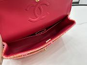 Chanel Medium Flap Bag Tweed Gold Orange Pink 25cm - 5