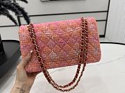 Chanel Medium Flap Bag Tweed Gold Orange Pink 25cm - 3