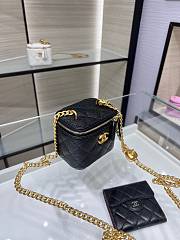 Chanel Vanity Leather Mini Bag Heart Chain Black 10.5x8.5x7cm - 5