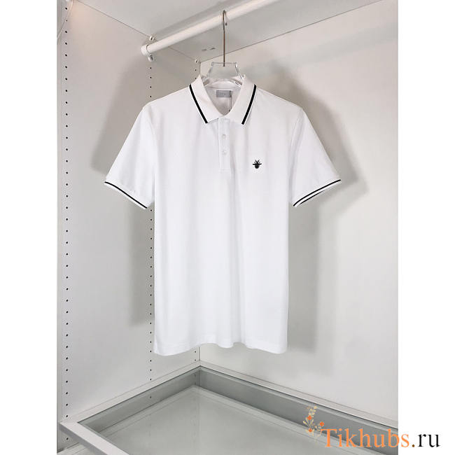 Dior Polo Shirt With Bee Embroidery Cotton Piqué White - 1