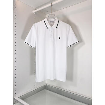 Dior Polo Shirt With Bee Embroidery Cotton Piqué White