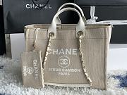 Chanel Shopping Tote Canvas White Handle 38x22x13cm - 1