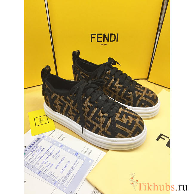 Fendi Tech Fabric Flatform Brown - 1