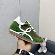 Loewe Flow Runner In Nylon And Suede Green Shoes - 4