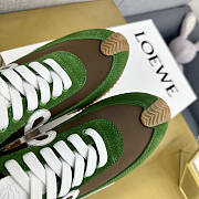 Loewe Flow Runner In Nylon And Suede Green Shoes - 2