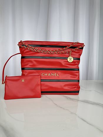 Chanel 22 Large Handbag Red Black 39x42x8cm