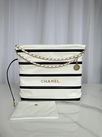 Chanel 22 Medium Handbag White Black 35x37x7cm