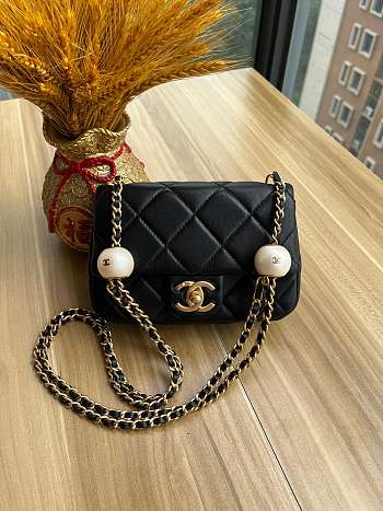 Chanel 24s Mini Flap Bag Black Lambskin 17x11.5x5cm
