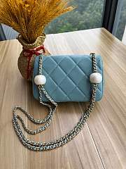 Chanel 24s Mini Flap Bag Blue Lambskin 17x11.5x5cm - 5