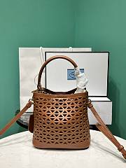 Prada Panier Leather Mini Bag Cut Out Motif Caramel 18x17x10.5cm - 3