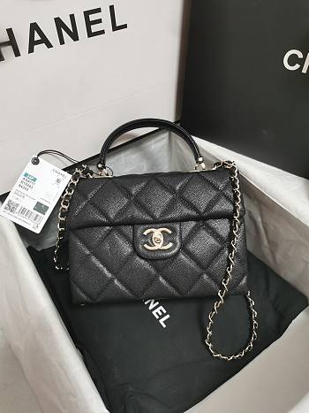 Chanel Box Bag Calfskin Gold Black 21x16x9.5cm