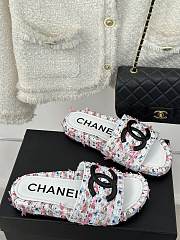 Chanel Tweed Pink Slides - 1