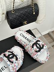 Chanel Tweed Pink Slides - 4