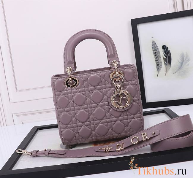 Dior Small Lady Bag Dark Purple 20cm - 1