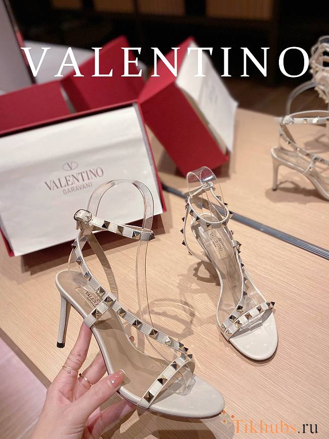 Valentino Rockstud Leather White Heel 10cm - 1