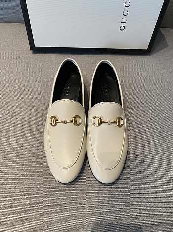 Gucci Jordaan Leather Horsebit Loafers White