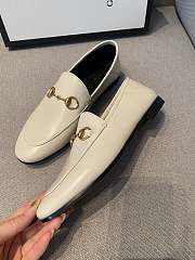 Gucci Jordaan Leather Horsebit Loafers White - 5