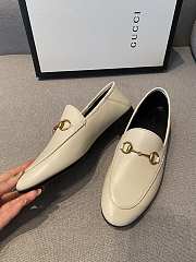 Gucci Jordaan Leather Horsebit Loafers White - 3