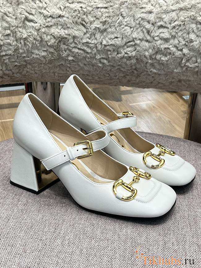 Gucci High White Heel Mary Jane Pumps 9cm - 1