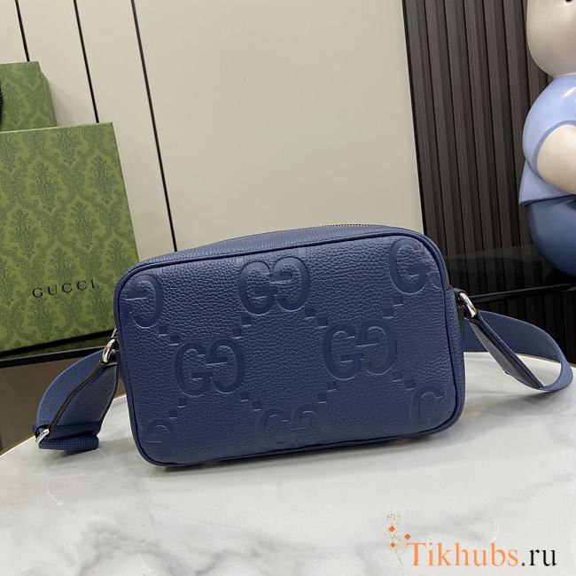 Gucci Jumbo GG Shoulder Bag Blue 26x17x9cm - 1