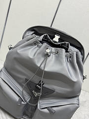 Prada Re-Nylon Leather-trimmed Backpack Grey 42x38x18cm - 5