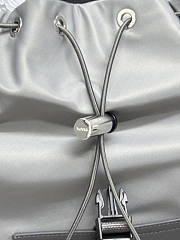 Prada Re-Nylon Leather-trimmed Backpack Grey 42x38x18cm - 3