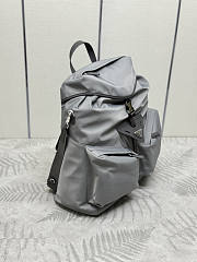 Prada Re-Nylon Leather-trimmed Backpack Grey 42x38x18cm - 4
